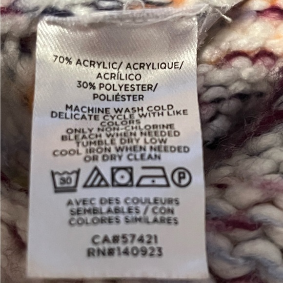 LOFT White V-neck Long Sleeve Sweater With Colorful Detail - Picture 3 of 8